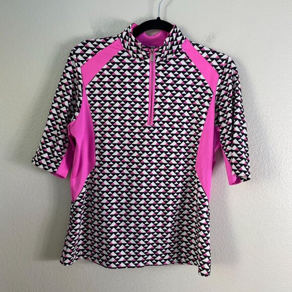 Tail Womens Medium Geometric Half Zip Golf Shirt Short Sleeve Activewear Top - Picture 6 of 10